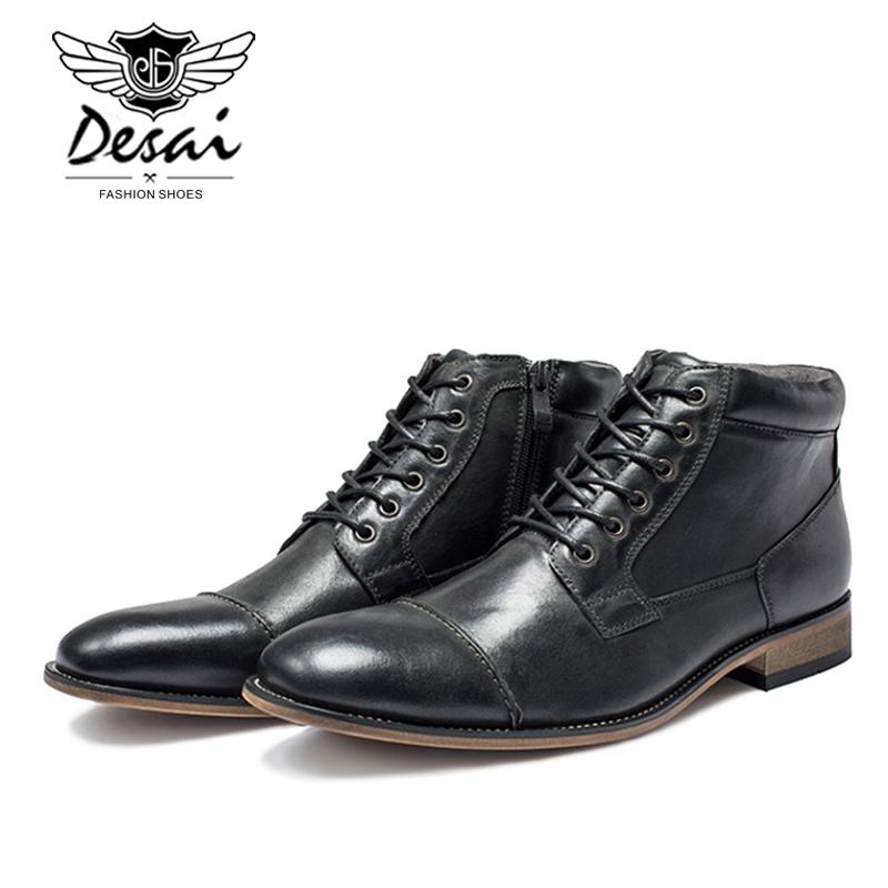 Fashion New Men’s Shoes Winter New Men's Casual High-Top Shoes Genuine Leather Boots High Boots Oxfords Men's Large Size Shoes 7.5-13