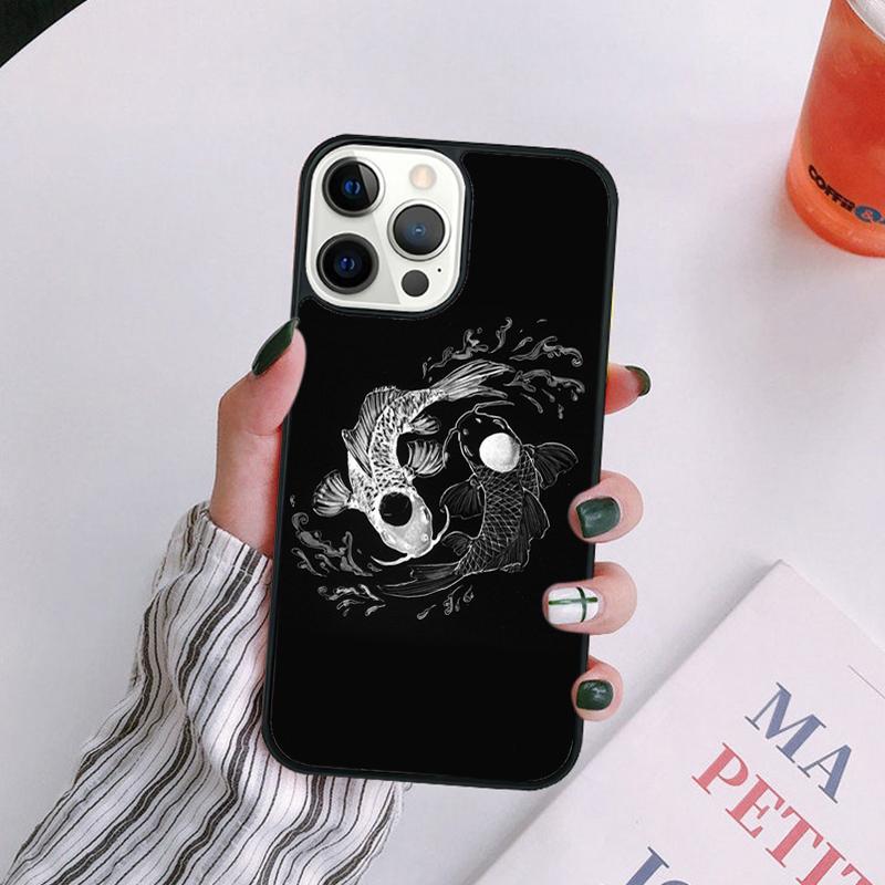 Koi Fish Yin Yang Art Phone Case For iPhone 17 Air 14 13 12 16Pro Max 15  Plus Cover Shell Max coque