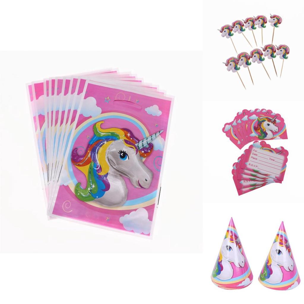 Magical Unicorn Kids Birthday Party Supplies Featuring Colorful Plates Cups And Banners