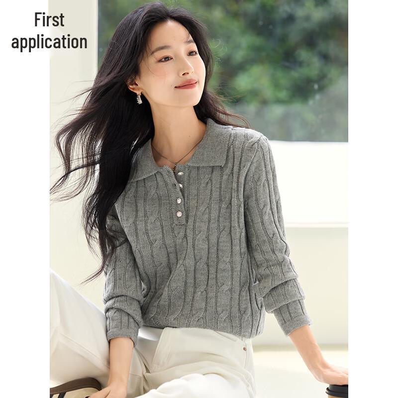 Чушен Женский Классический Свитер из Смеси Шерсти с Вязаным Узором «Косы» L