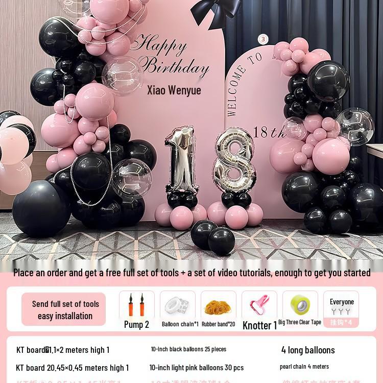 Zestaw dekoracji na 18. urodziny: Eleganckie Tło Ścienne i Atmosfera na Uroczystość Wejścia w Pełnoletność