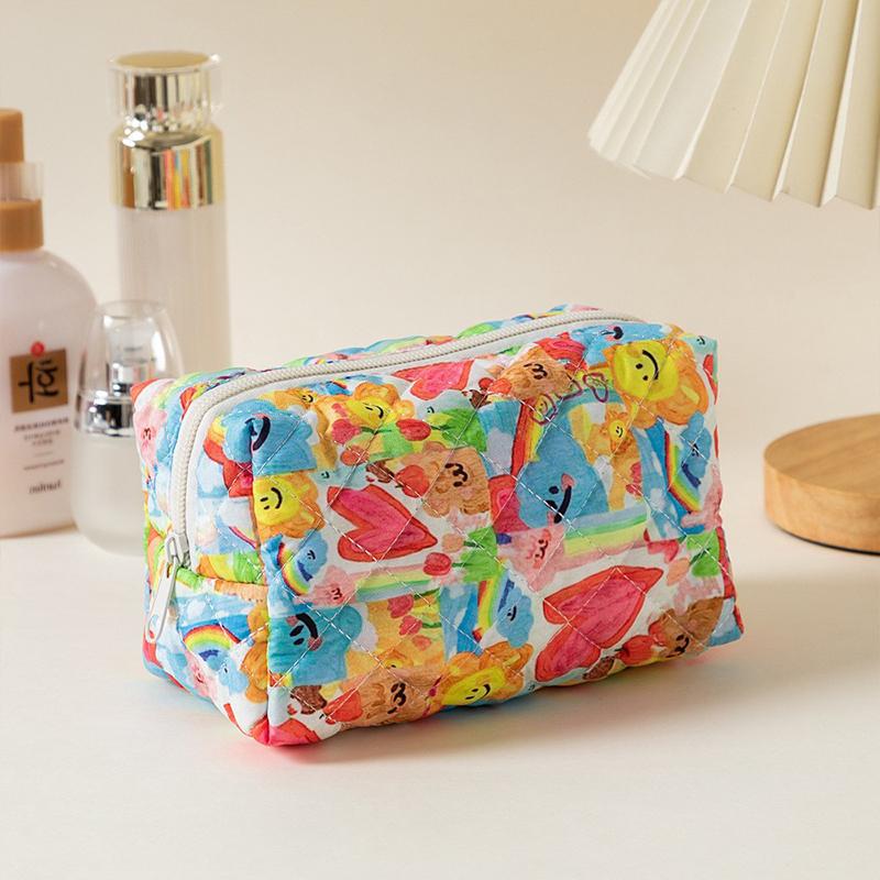 Borsa per Trucco da Viaggio Portatile Minimalista con Fiocco, Grande Capacità, Morbida