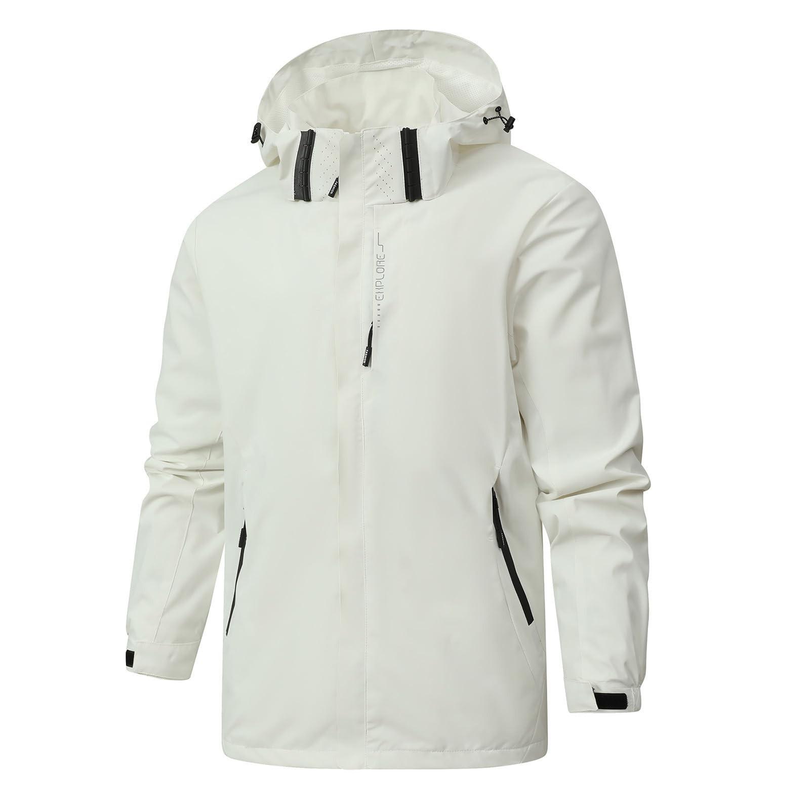 

Mens Casual Outdoor Solid Color Fashion Hardshell Winter Waterproof Jacket M белый