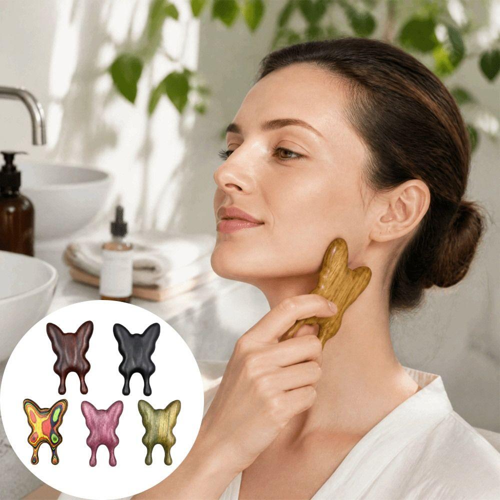 Solid Wood Gua Sha Tool Hand Polished Butterfly Gua Sha Beauty Massager Skin Massager Nose