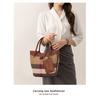 New High-end Canvas with Cowhide Bucket Bag for Women's Trendy New High-end Slanting Ladies' Bag