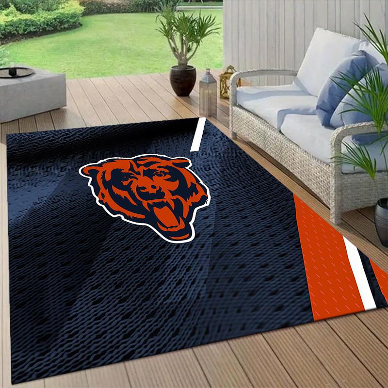 Tappeto Quadrato a Fantasia Flanella Chicago Bears, Tappeto da Area, Tappeto per Soggiorno Camera da Letto Divano Stanza dei Giochi Decorazione, Tappetino Antiscivolo