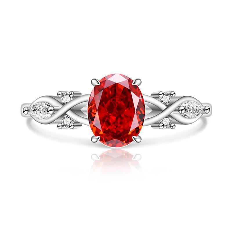 925 Sterling Silver Fashion Light Luxury Ice Flower Cut Zircon Twist Ring Birthday Party Anniversary Gift
