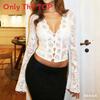 Leopard Print Summer Shirt With Lace Splicing And V Neck For Streetwear Style