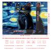Artistic Starry Sky Black Cat Tapestry Wall Hanging Decor Bedroom Living Room Modern Boho Home