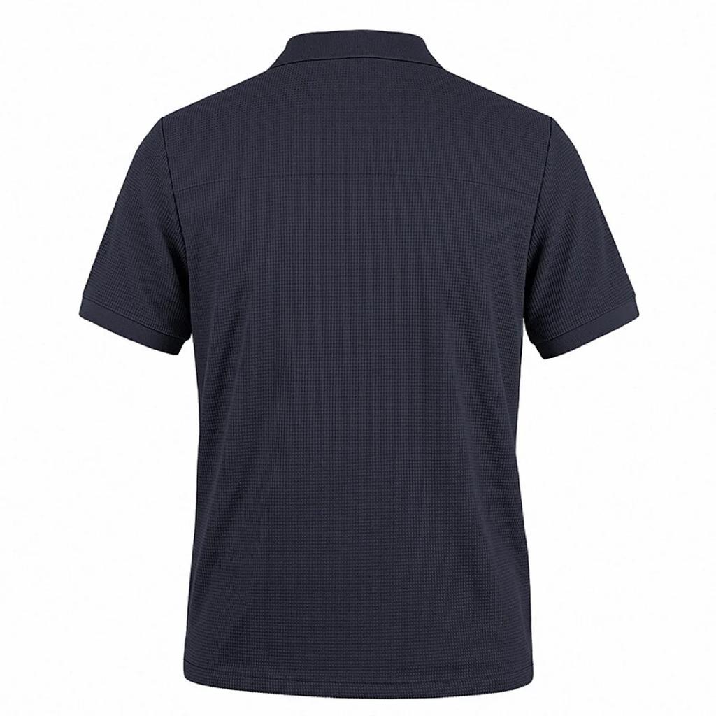 Men's Breathable Waffle Knit Polo Shirt Short Sleeve Button Placket Chest Pocket Loose Fit Summer Tops