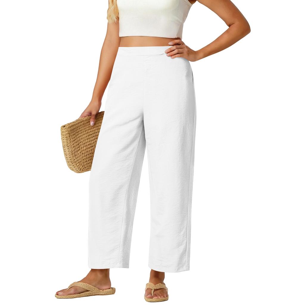 Women's Loose Wide-Leg Pants, Casual Loose Cotton-Linen Pants With Pockets
