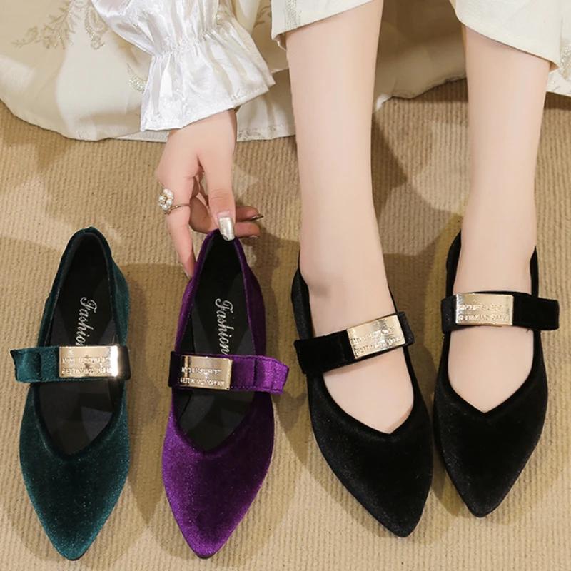 Fashion 2024 New Women Comfortable Pointed Toe Flat Shallow Shoes Women Minimalist Comfort Walking Loafers Shoes Shoes for Women