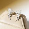 New Diamond-encrusted Elf 925 Sterling Silver Jewelry Exquisite Micro-inlaid Zircon Angel Stud Earrings 3897