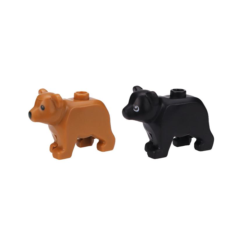 MOC Serie Granja Bosque Escena Crianza Animal Bloques de Construcción Lobo de la Jungla Montura Caballo Oso Marrón Blanco Panda Ladrillos DIY Juguetes para Niños