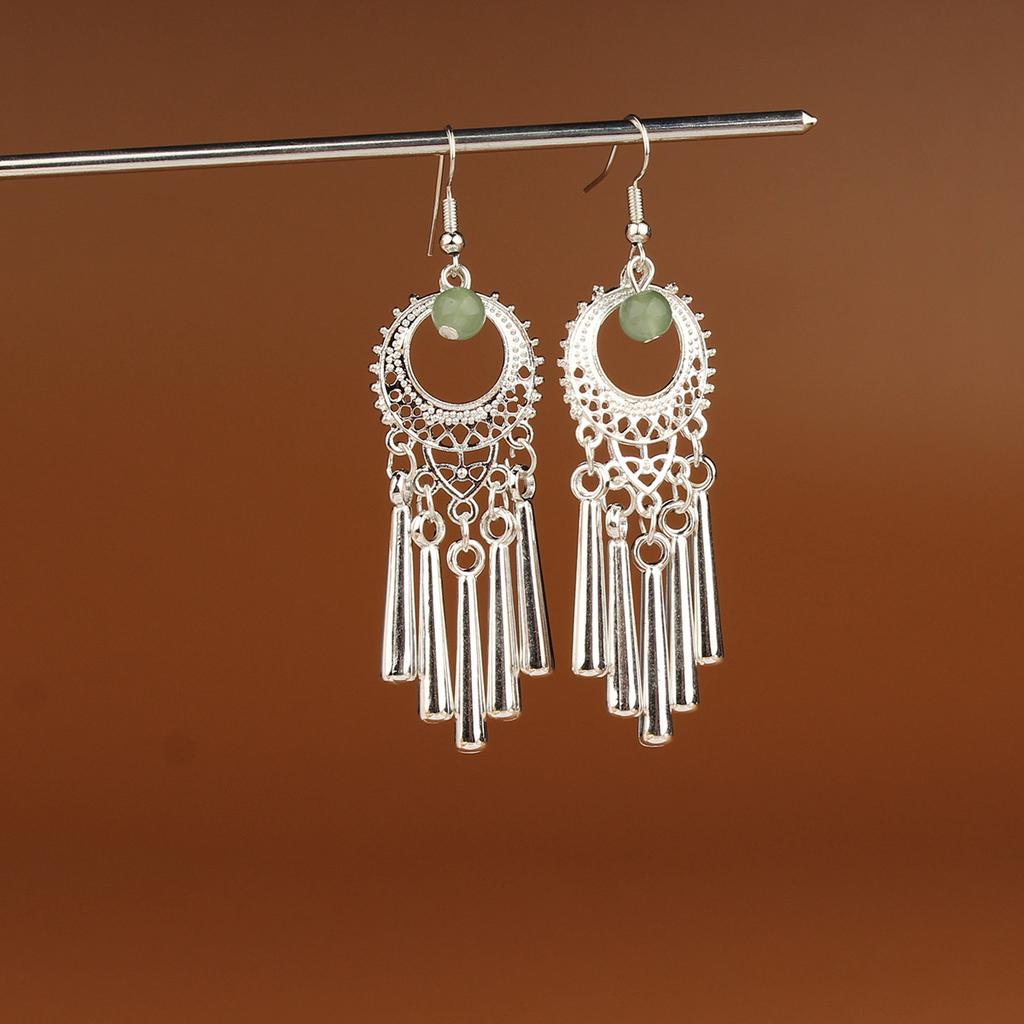 Turquoise Earrings Bohemian Drop Ear Earrings with Tassels, Geometric Alloy, Retro Style, Boastful Ear Accessories