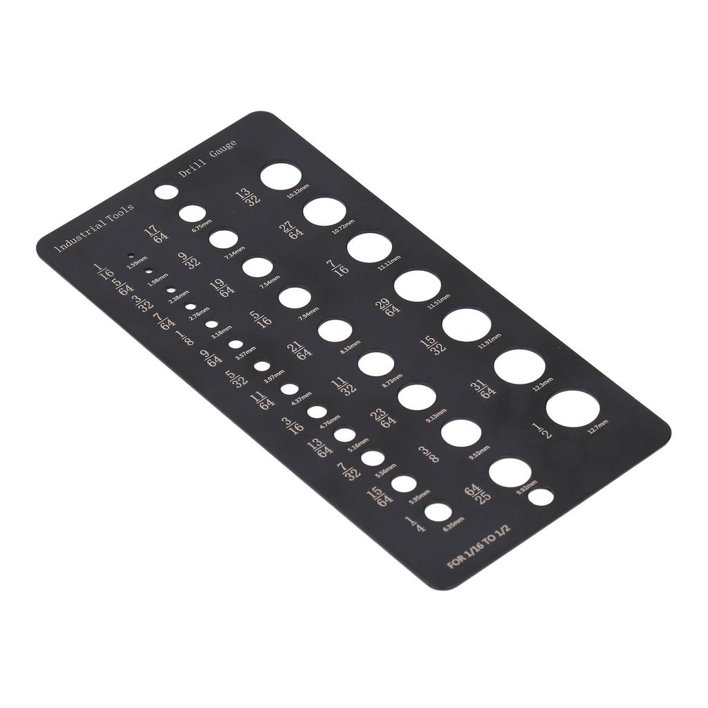 Calibru pentru Burghie cu 29 de Găuri de la 1/16 la 1/2 Inch Decimal Metric Verificator de Mărime pentru Burghie din Oțel Inoxidabil pentru O