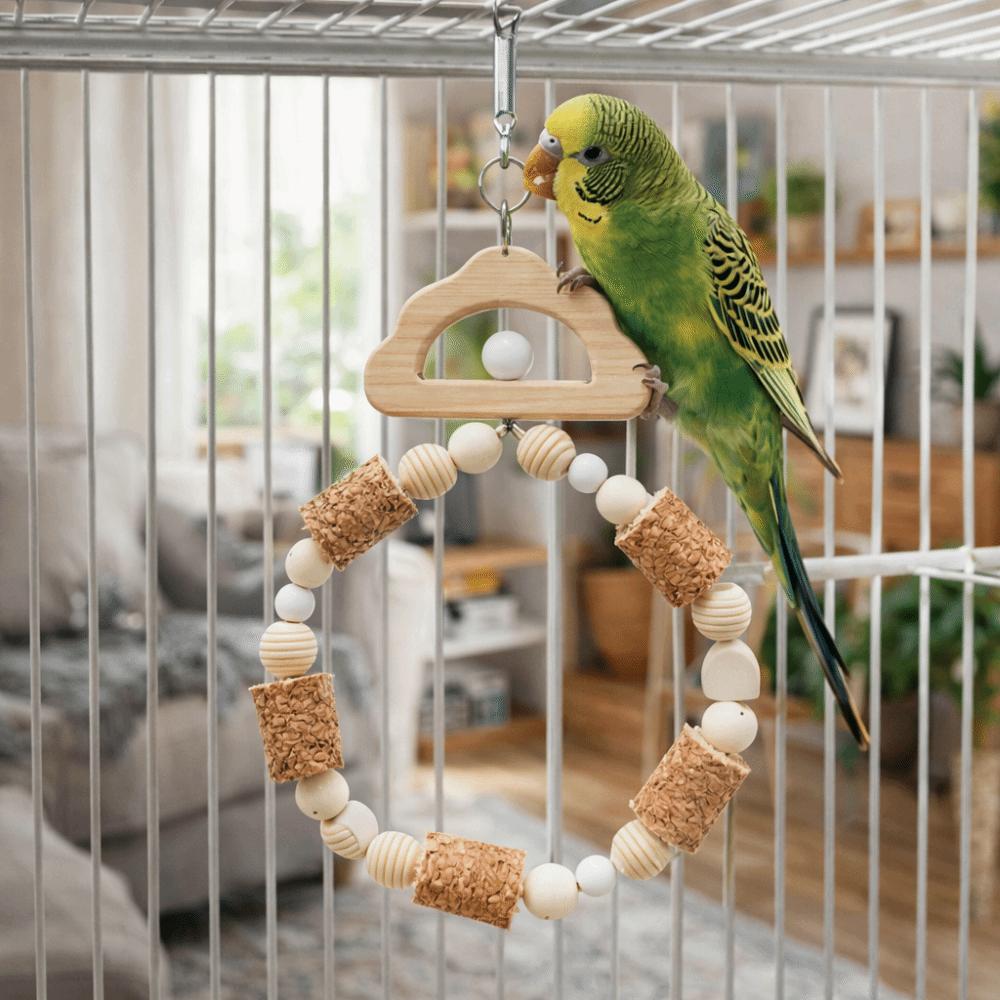 Hanging Bird Swing Toy Wooden Bird Climbing Stand Grinding Claws Chewing Perch  Training Purpose