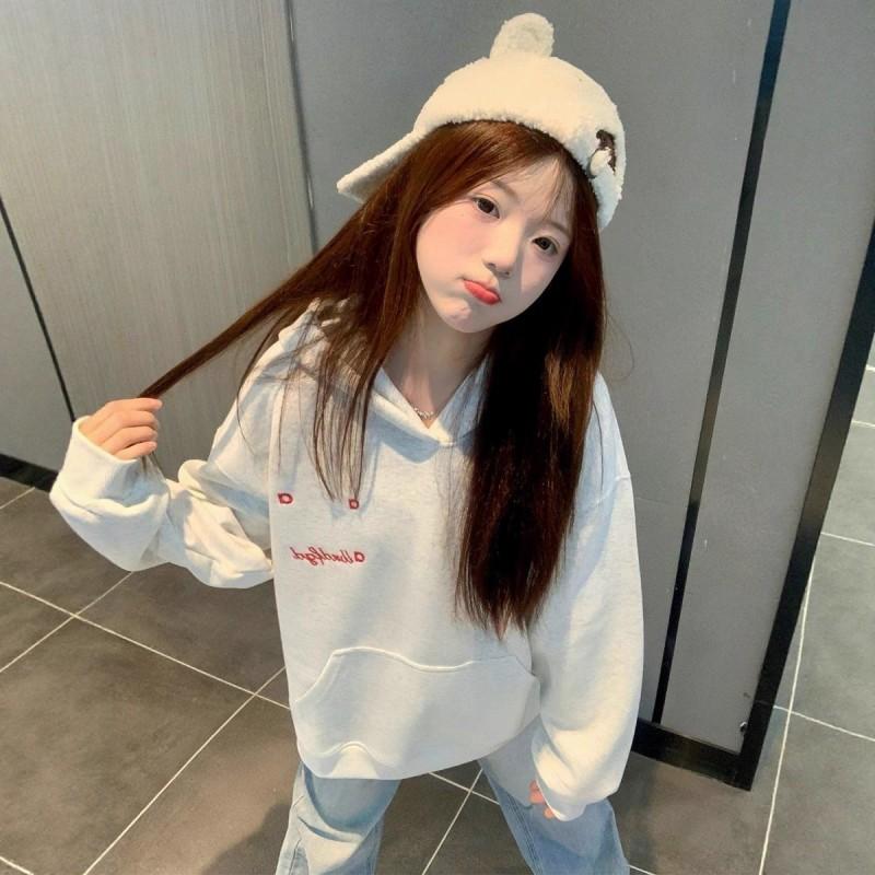 Womens Vintage American Hoodie Early Fall Loose Fit Printed Street Style Sweatshirt