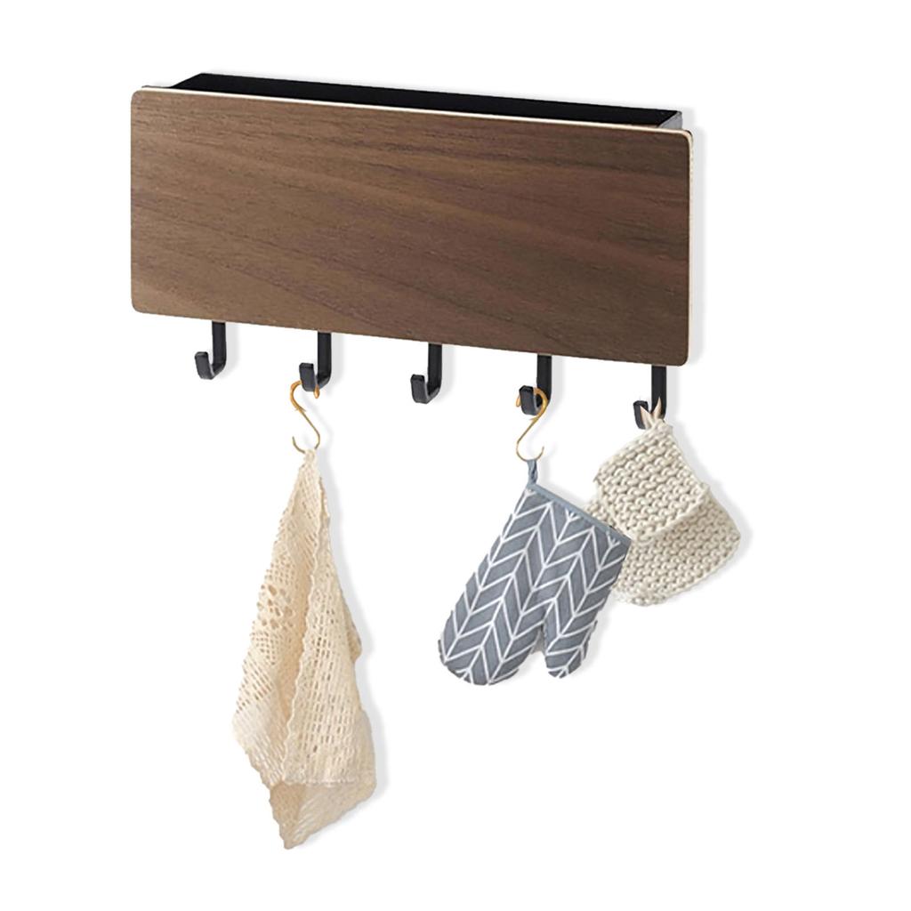 Wooden Key Holder Mail   5 Hooks Drilling   Wall Mounted Key Holder Storage Shelf