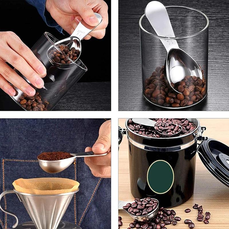 JUSTINLAU 15/30ml Stainless Steel Coffee Powder Coffee Bean Spoon with Scale Baking Measuring Spoon Seasoning Measuring Tools