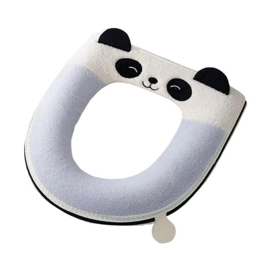 Toilet Mat with Handle Cartoon Panda Design Thickened Velvet Toilet Seat Cover Bathroom Dorm Hotel Accessories