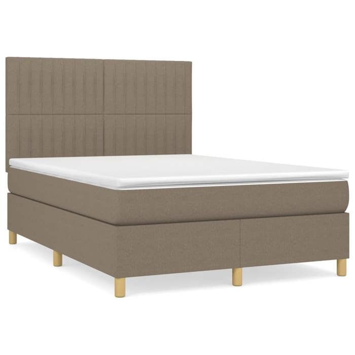 Maison Exclusive - Sommier à lattes de lit avec matelas Taupe 140x190 cm Tissu