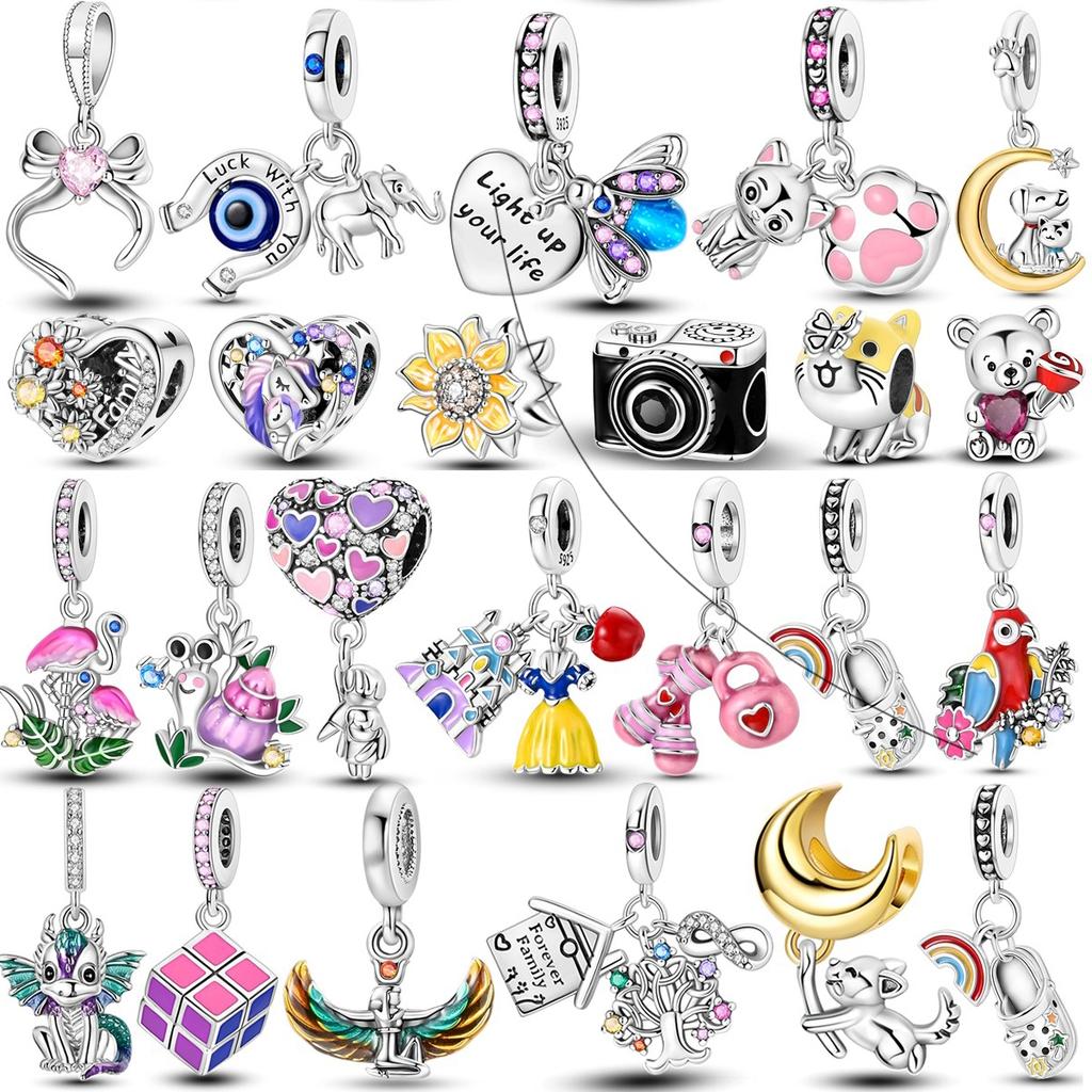 Newest Charms Bead Copper Lovely Cat Moon Eternal Love Heart Dangle Fit Original Fashion Bracelets Diy Jewelry