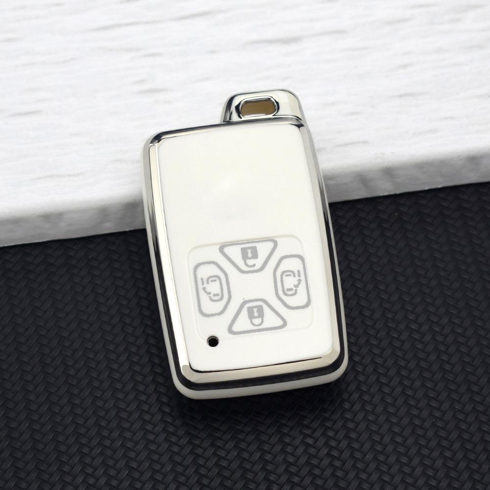 Soft TPU Silvery Car Key Casefor Toyota Alphard Vellfire Previa Estima Isis Noah Voxy 4/5 Buttons Cover Key Chain Protector