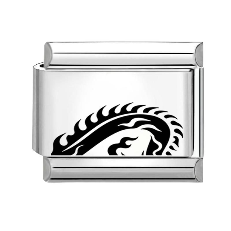 Laser Engraving Animals Snake Wolf Tiger Lion Dragon Italian Charm Links Fit 9mm Stainless Steel Bracelet Men Women DIY Making