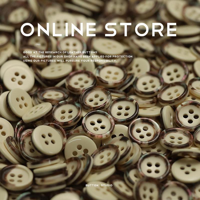 

5Pcs Resin Four-Eye Coffee Edge Button Casual Men S And Women S Clothing Accessories Knitted Cardigan Sleeve Collar Button Shirt Clothing Accessories 1 #[W956 #four-eye double-layer rice coffee]