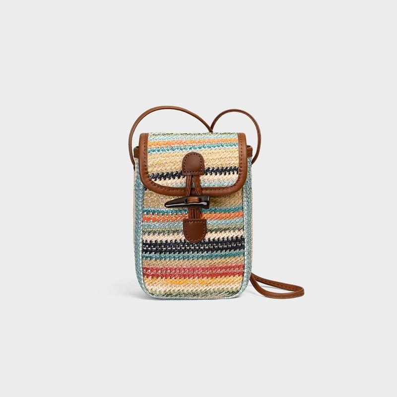 Bag Women's Bag Spring Autumn and Winter New Rainbow Bridge Straw Woven Mini Bag Fashion Woven Women's Bag Messenger Bag