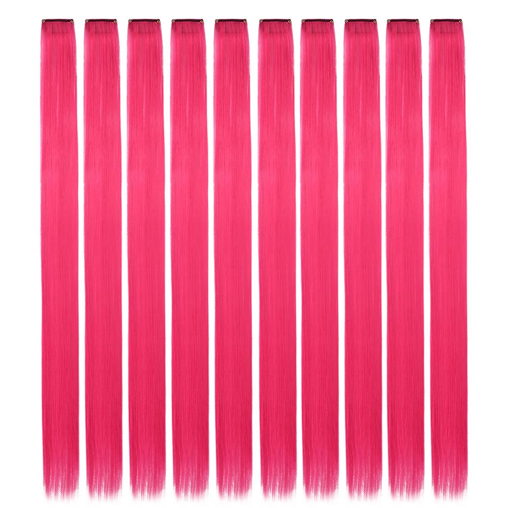 10PCS/Pack Colored Party Highlights Clip in Hair Extensions for Girls 18 Inches Omber colors Straight Hair Synthetic 2027