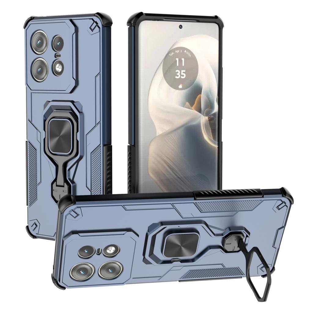 For Motorola Edge 50 Pro 5G Case Rotatable Ring Kickstand PC + TPU Shockproof Phone Cover