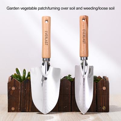 Garden Hand Trowel Heavy Duty Stainless with Steel Garden Shovel Polished Wooden Handle Digging