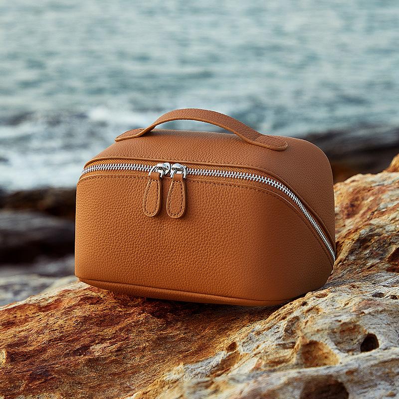 Prawdziwa Skórzana Torba do Przechowywania, Wielofunkcyjna Prawdziwa Skórzana Kosmetyczka Podróżna, Mała i Przenośna Kosmetyczka ze Skóry Bydlęcej