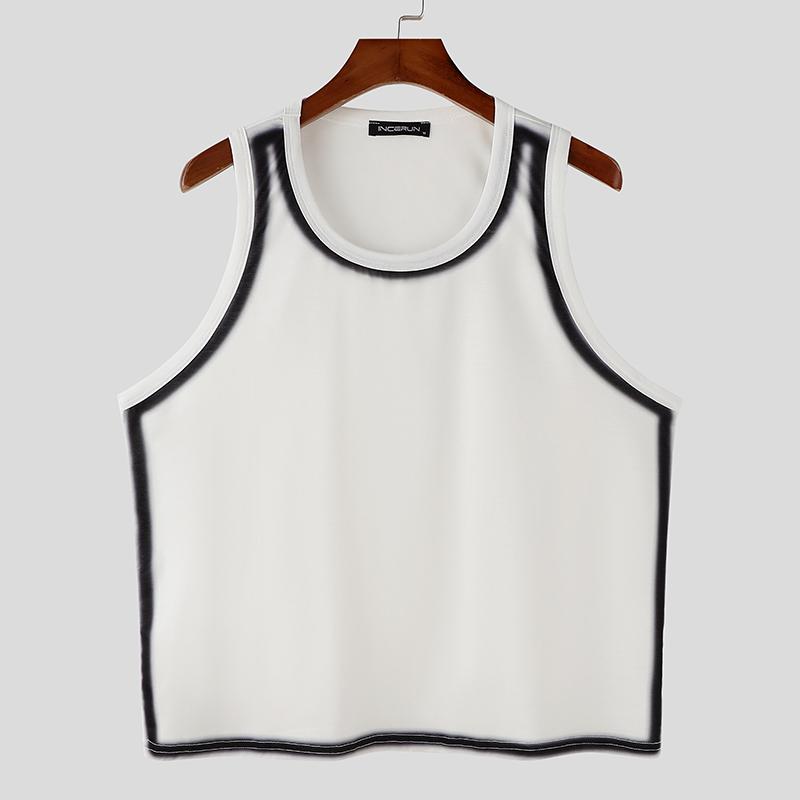 

INCERUN Мужские свободные однотонные майки-безрукавки с принтом в стиле пэчворк L белый