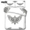 Gothic Skull Bedding Set Decorative Death Moth And Flowers Print Duvet Cover Personalized Skeleton Bones Butterfly Pillowcases