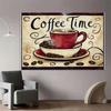 2D Red Coffee Cup Vintage Backdrop for Coffee Shop, Brunch Party and Home Decor