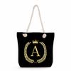 Black Letters On a Black Background Print Thick Rope Single-shoulder Beach Bag 7289