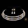Bridal Pearl Full Diamond Necklace Necklace Diamond Imitation Pearl Bracelet Earrings Necklace Set Women
