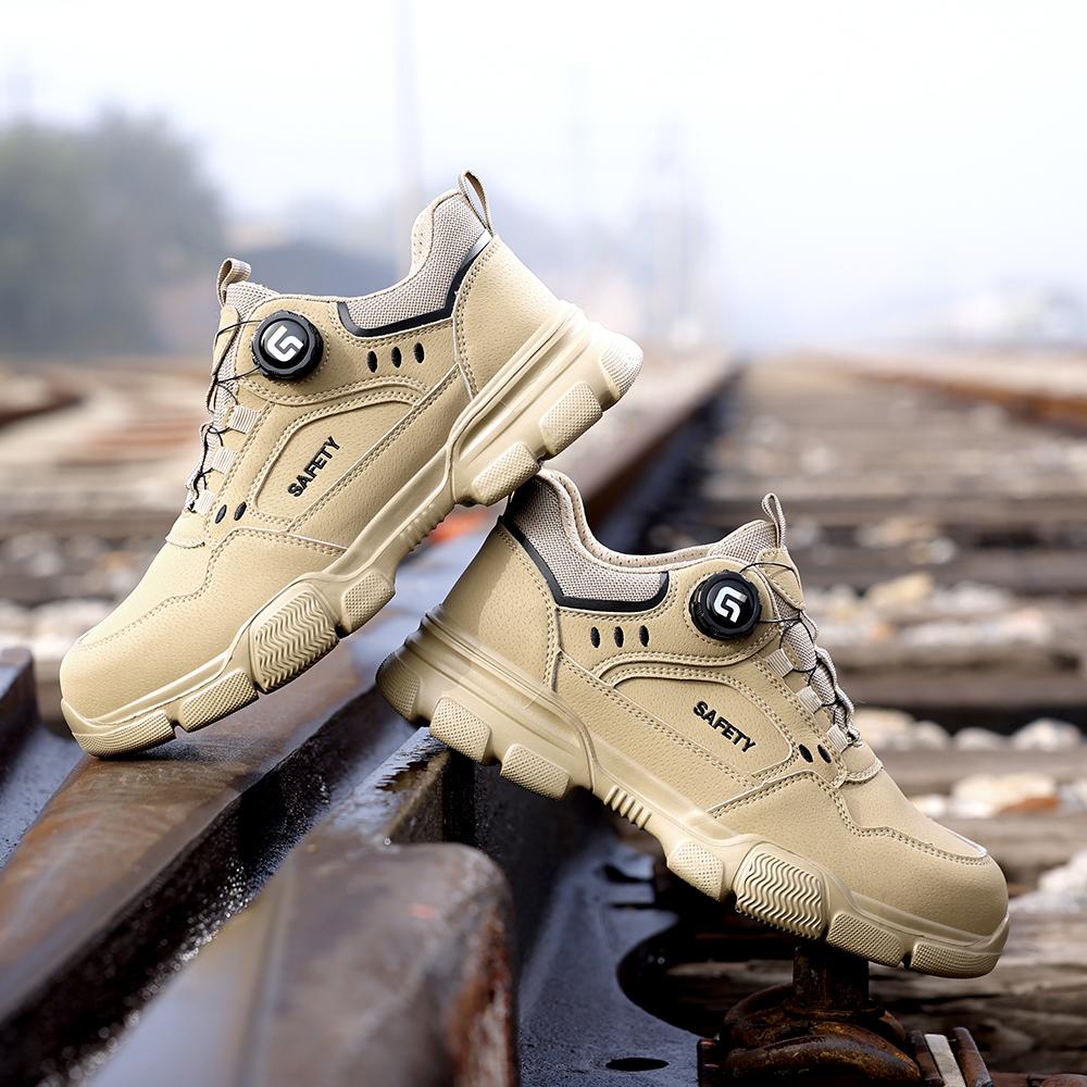 New Security Men's  Shoes Rotating Button Work Boots Waterproof Steel Toe Shoes Puncture-Proof Work Shoes Sneakers Indestructible Shoes