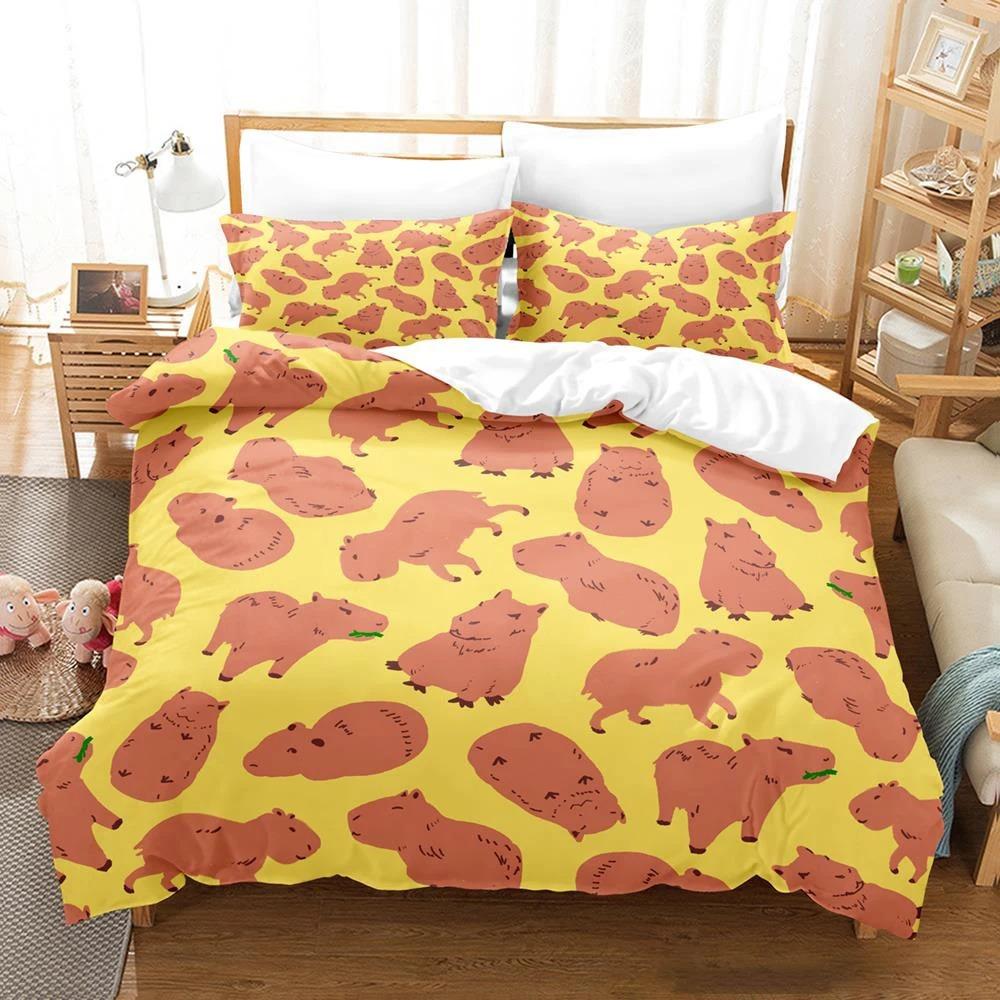 

Комплект постельного белья Kawaii Capybaras Single Twin Full Queen King Size Комплект постельного белья Aldult Kid Bedroom Duvetcover Sets 3D bed cover set 70x133cm 2pcs
