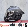 Full Face Motorcycle Helmet With External Bluetooth Module Men Women Large Rear Wing Sport Style DOT Approved