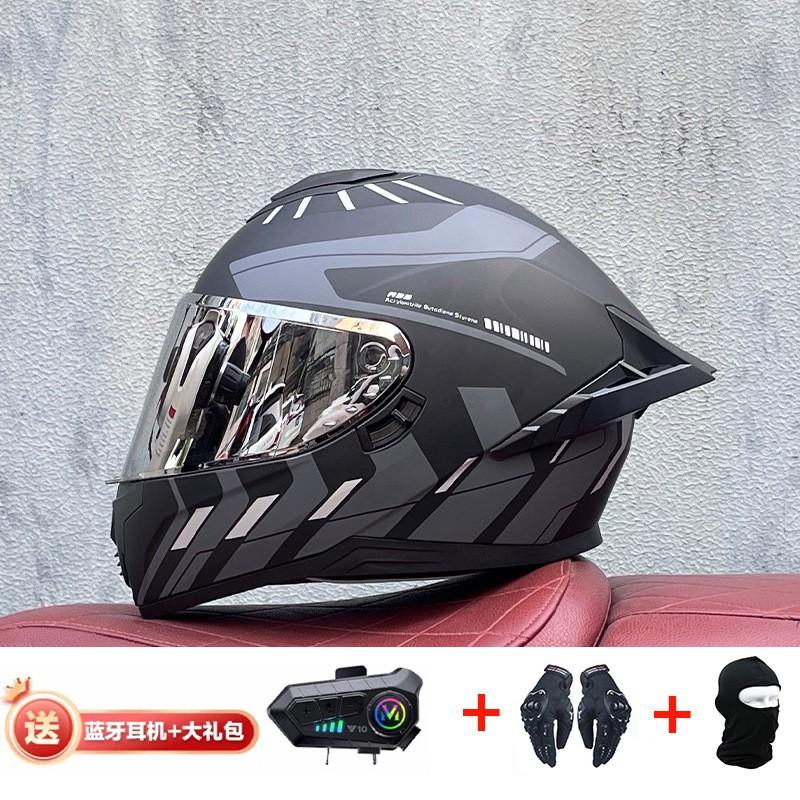 Full Face Motorcycle Helmet With External Bluetooth Module Men Women Large Rear Wing Sport Style DOT Approved