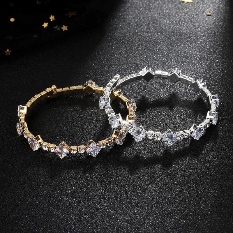 Multi-Row Luxury Full Diamond Zircon Inlaid Claw Chain Bracelet, Bride Inlaid Diamond Steel Wire Elastic Bracelet For Women