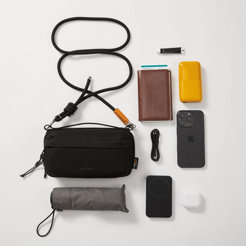 SANWA SUPPLY Schultertasche, Umhängetasche, Verschleißfeste Outdoor Sporttasche, Schwarz