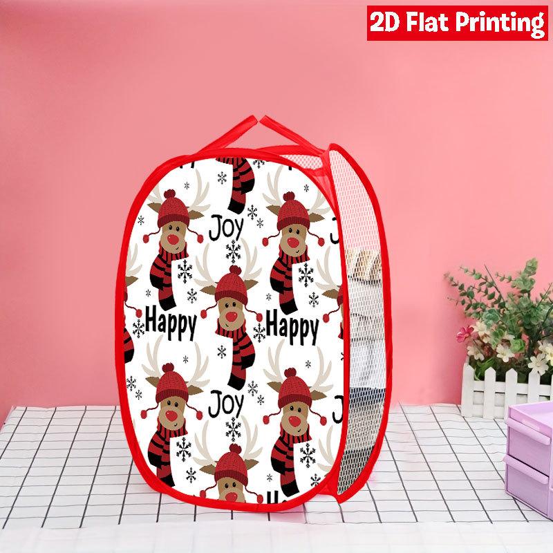 1Pcs Santa Claus Pop-Up Laundry Hamper Expandable Mesh Hamper Basket for Room Bedroom Bathroom Organization Contemporary Storage
