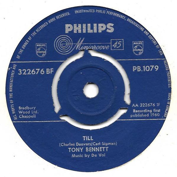 

7inch Record TONY BENNETT - Till PB1079 Philips 1960 UK Pop Used