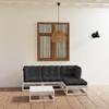 5 Pcs Garden Set with Cushions Solid Pine Wood