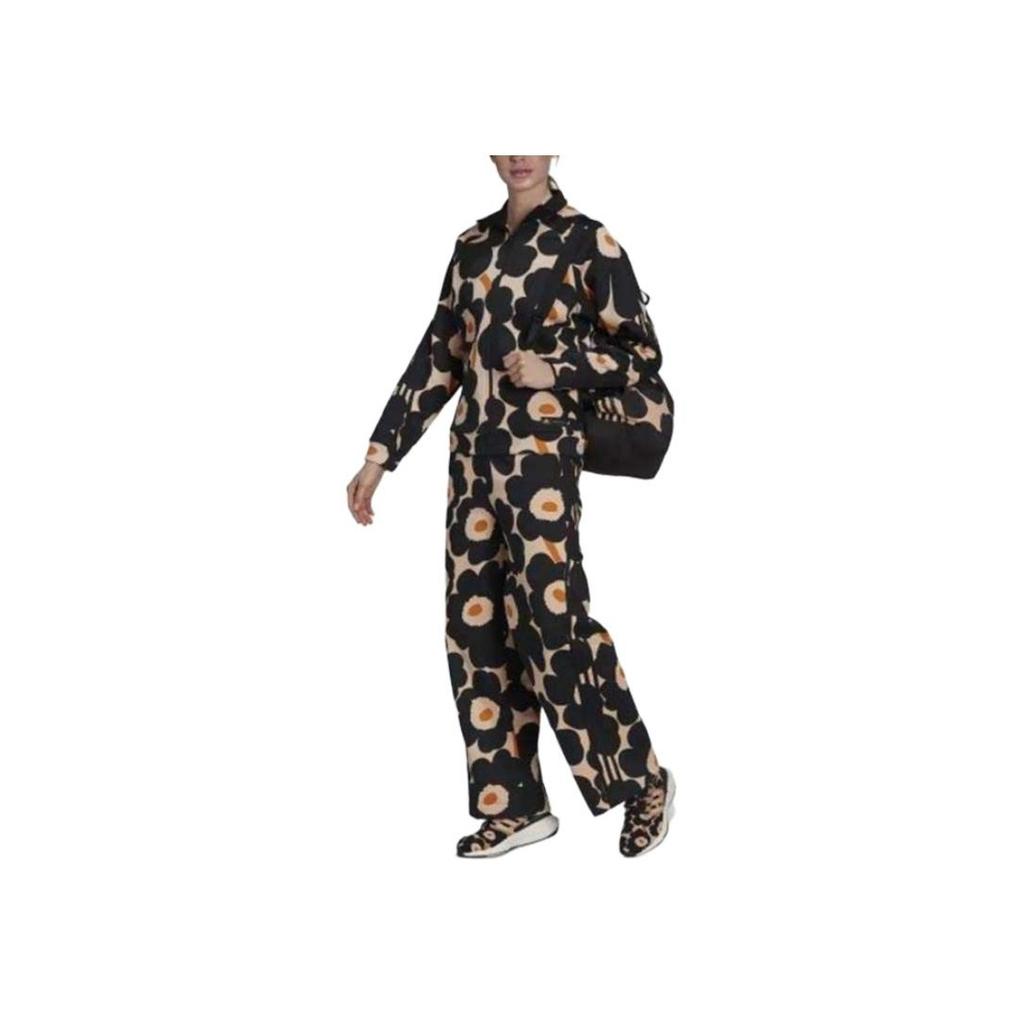 Adidas Floral Print Straight-Leg Casual Pants Women Bottoms Black H57322